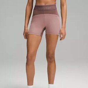 LULULEMON Logo Waistband Everlux Training Short 4" Dark Oxide/Twilight Rose